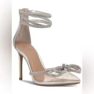 INC Womens Silver Translucent Laynea Pointed Toe Stiletto Pumps Shoes 11 M.